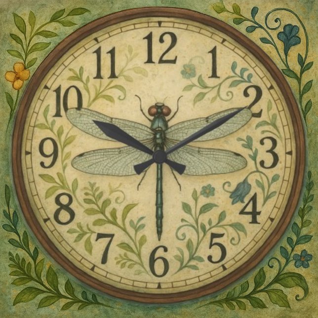 Delicate dragonfly artwork insect art garden style large clock (Creator Uploaded)