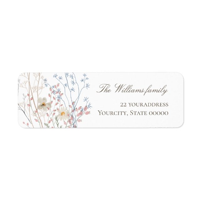 delicate dried wildflowers Return Address Label (Front)