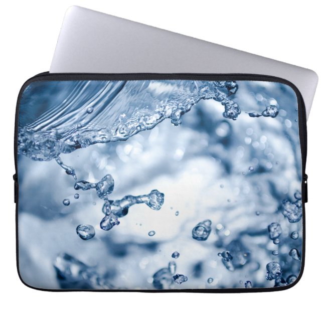 Delicate drops of light blue water laptop sleeve (Front)