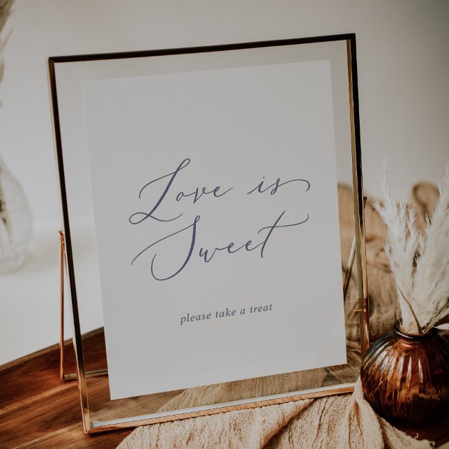 Delicate Dusty Blue Love Is Sweet Wedding Sign (Creator Uploaded)