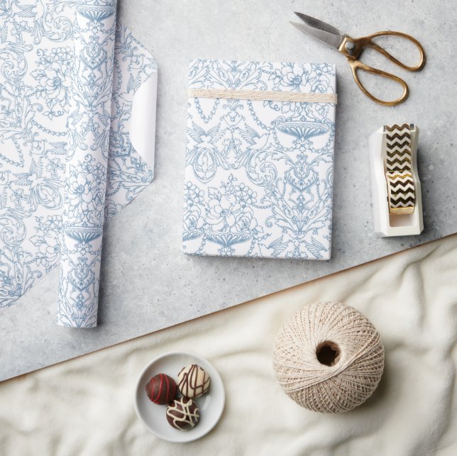 Delicate Dusty blue Pattern Wrapping Paper (Crafts)