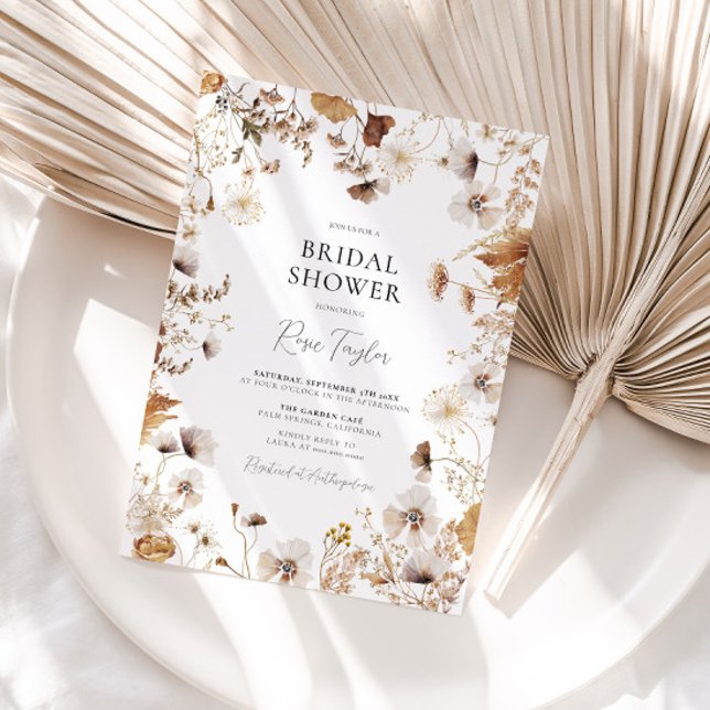 Delicate Earthy Wildflower Bridal Shower Invitation (Creator Uploaded)