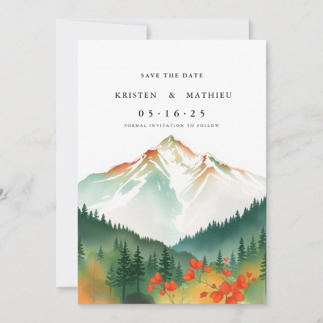 Delicate Editable Mountain Save The Date (Front)