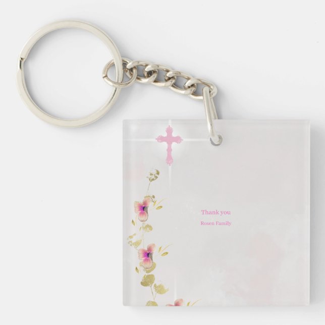 Delicate elegance  floral baptism keychain  (Front)