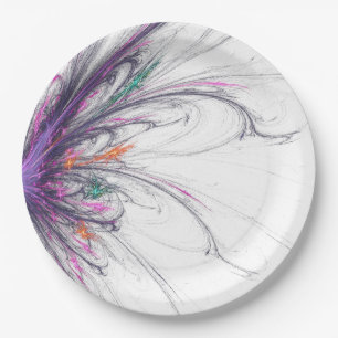 Delicate Elegance Fractal Paper Plate