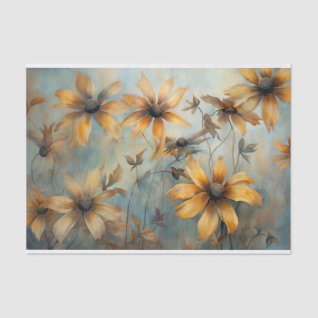 Delicate, Elegant BlackEyed Susan Floral Decoupage Tissue Paper (Front)