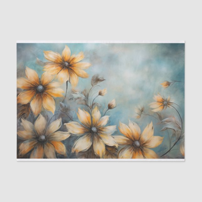 Delicate, Elegant BlackEyed Susan Floral Decoupage Tissue Paper (Front)
