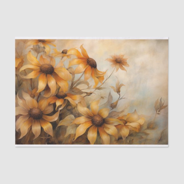 Delicate, Elegant BlackEyed Susan Floral Decoupage Tissue Paper (Front)