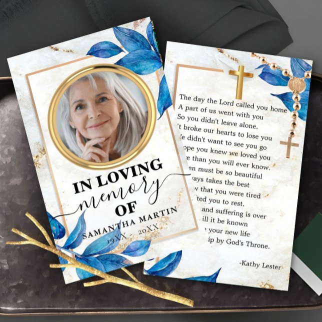 Delicate Elegant Blush Memorial Prayer Photo Card (Creator Uploaded)