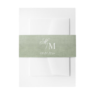Delicate Elegant Minimal Sage Green Wedding Invitation Belly Band