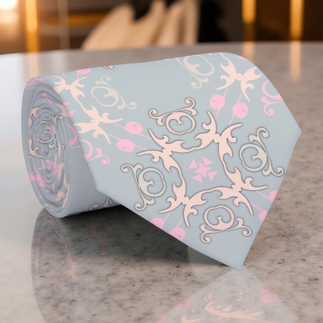 Delicate Elegant Pastel Baroque Damask Pattern Tie (Creator Uploaded)
