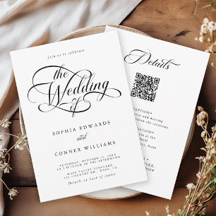 Delicate Elegant Script Wedding All in One Invitation