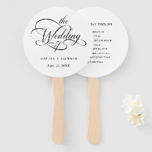 Delicate Elegant Script Wedding Timeline Hand Fan