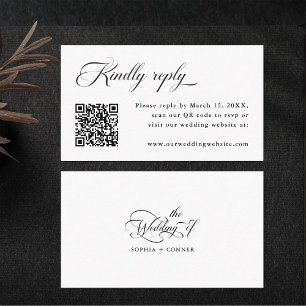 Delicate Elegant Wedding Black and White RSVP Enclosure Card