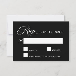 Delicate Elegant Wedding Black RSVP Card