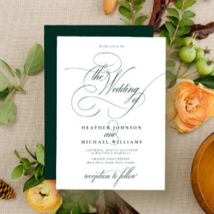 Delicate Emerald Green Modern Calligraphy Classic Invitation