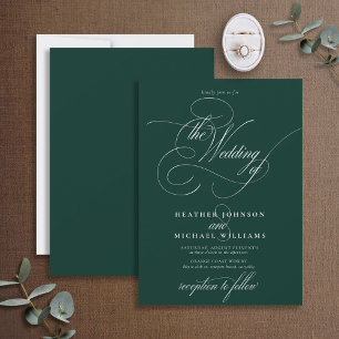 Delicate Emerald Green Modern Calligraphy Classic Invitation