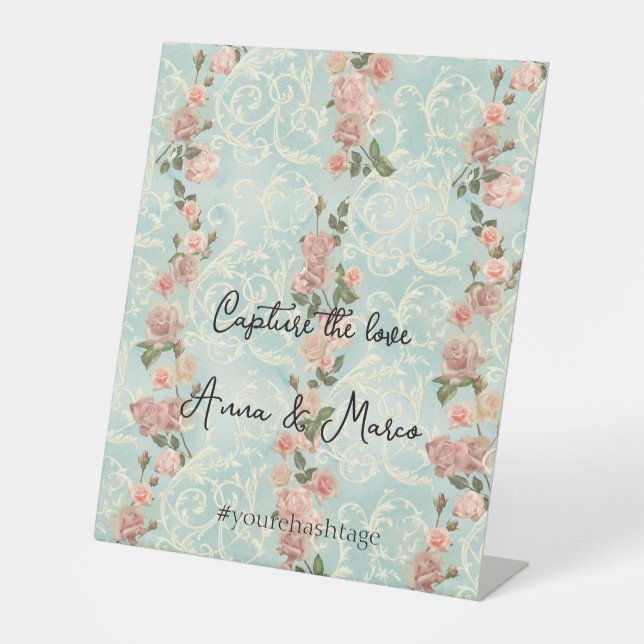 delicate English roses Pedestal Sign (Front)