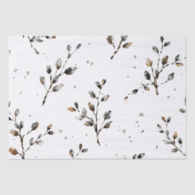 Delicate Eucalyptus Branches Botanical Design  Tissue Paper (Front)