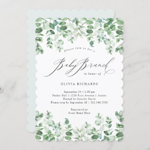 Delicate Eucalyptus Watercolor Baby Brunch Invitation