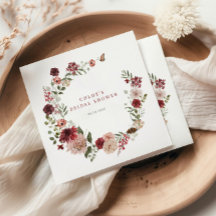 Delicate Fall Burgundy Floral Wreath Bridal Shower