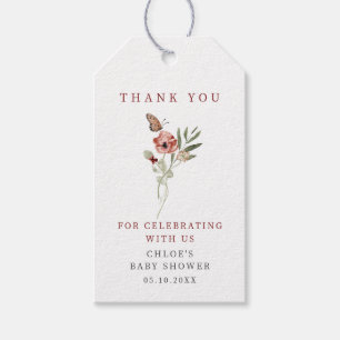 Delicate Fall Floral Butterfly Bouquet Gift Tags