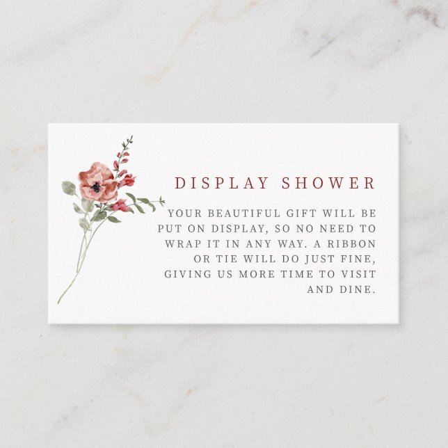 Delicate Fall Floral Display Shower Enclosure Card (Front)