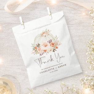 Delicate Fall Floral Pumpkin Wedding Thank You Favour Bags