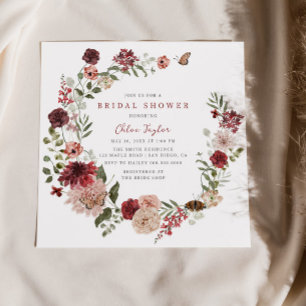Delicate Fall Floral Wreath Bridal Shower Invitation