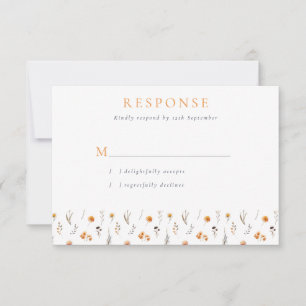 Delicate Fall Sunflowers & Wildflowers Wedding RSVP Card