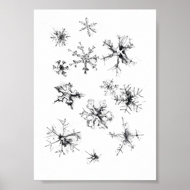Delicate Falling Snowflakes Poster (Front)