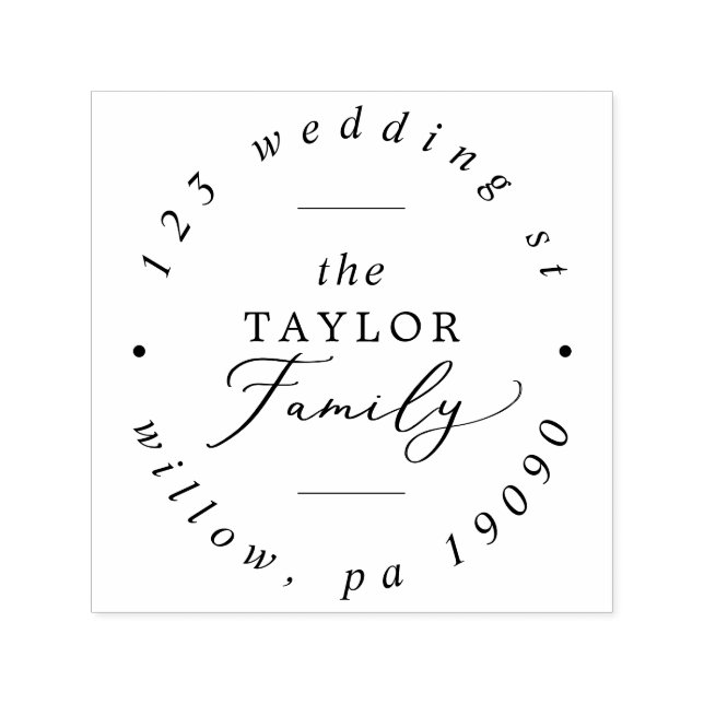 Delicate Family Holiday Card Circular Address Self-inking Stamp (Design)