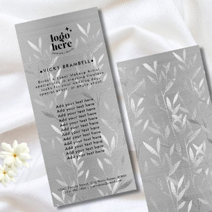 Delicate Faux Silver Leaves Brushed Metal Catalogu Rack Card