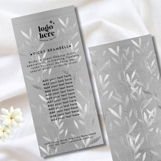 Delicate Faux Silver Leaves Brushed Metal Catalogu Rack Card