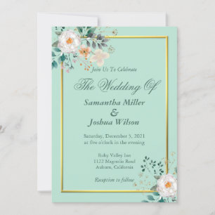 Delicate Floral and Gold Border Invitation