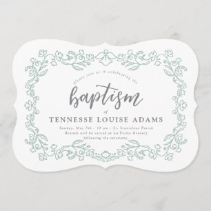 Delicate Floral Baby Baptism Invitation
