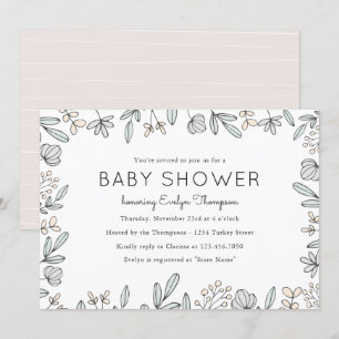 Delicate Floral Baby Shower Invitations