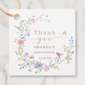 Delicate Floral Baby Shower Thank You Favour Tag