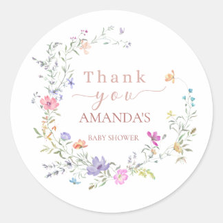 Delicate Floral  Baby Shower Thank You  Sticker