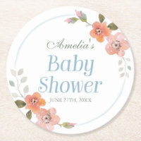 Delicate Floral Blue Boy Baby Shower
