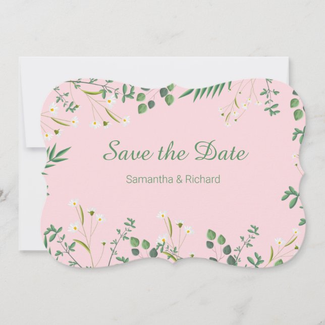Delicate Floral Border Wedding Holiday Card (Front)
