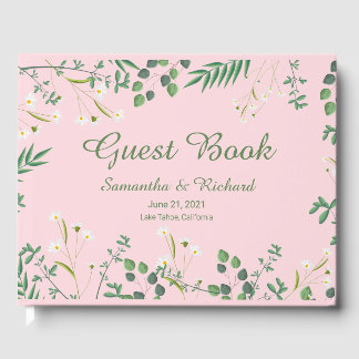 Delicate Floral Border Wedding Poster Guest Book