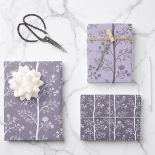 Delicate Floral Botanical Garden Lavender Wrapping Paper Sheet