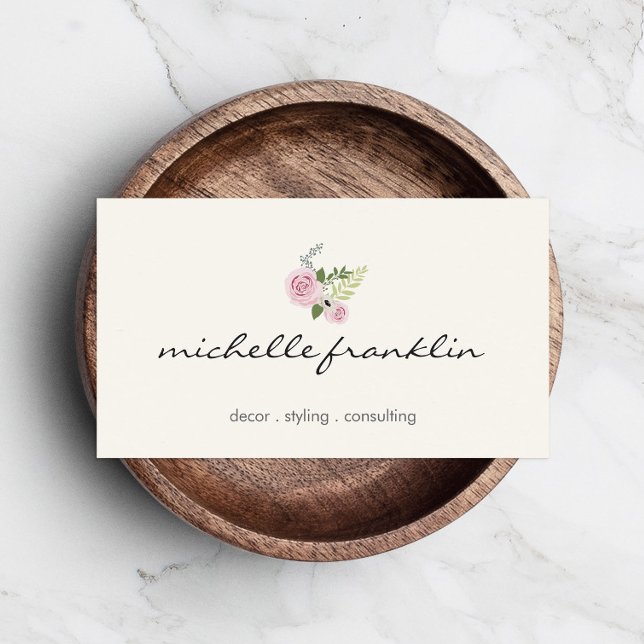Delicate Floral Bouquet Beauty and Style Ivory Business Card (Creator Uploaded)