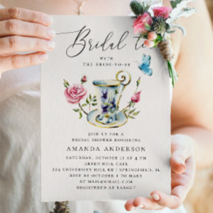 Delicate Floral Bridal Shower with Elegant Script Invitation