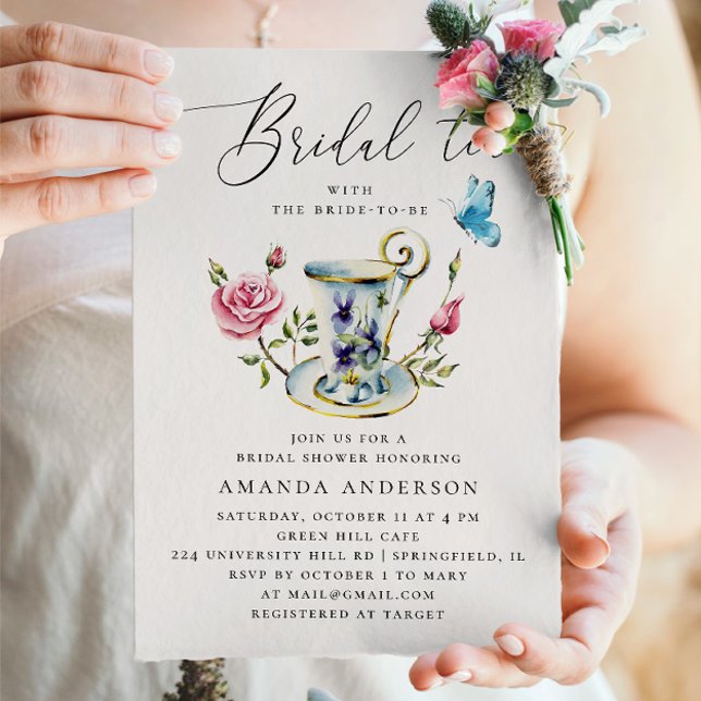 Delicate Floral Bridal Shower with Elegant Script Invitation (Creator Uploaded)