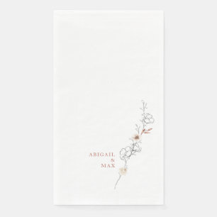 Delicate Floral Cinnamon Text White Wedding  Napkin