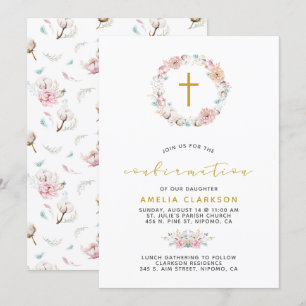 Delicate Floral & Cotton Confirmation Invitation