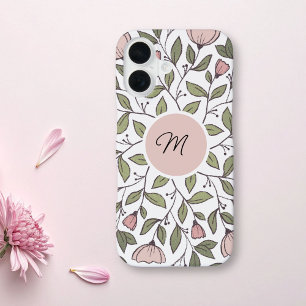 Delicate Floral Custom Monogram  iPhone 16 Case