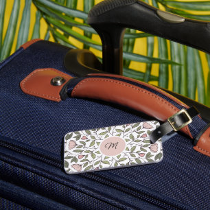 Delicate Floral Custom Monogram  Luggage Tag